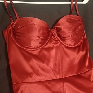 Chic Satin Red Maxi Dress